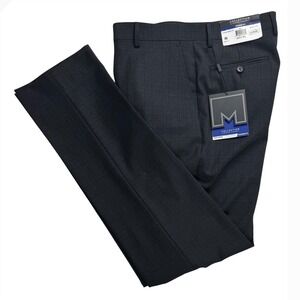 Michael Strahan Collection Men Modern Fit Tech Wool Dress Pants 36x34 Grey Plaid